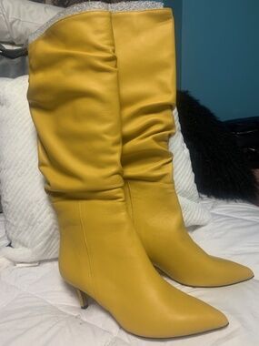 Italian made all leather slouch boots